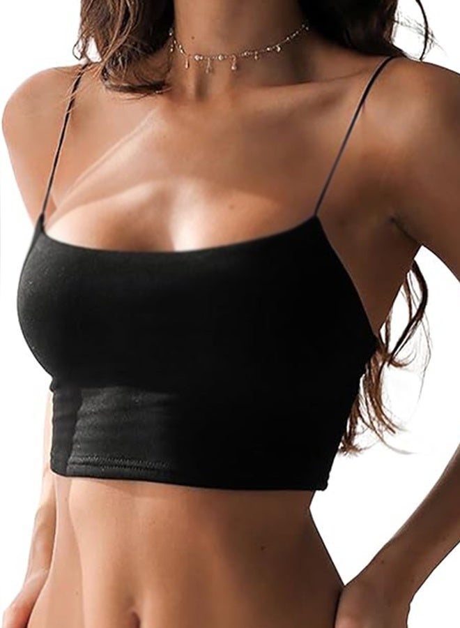 Polish'D 2 Pcs Women’s Sexy Spaghetti Strap Camisole, Y2K Tube Slim Fitted Yoga Cami Crop Top, Basic Tank Top, S - Image 2